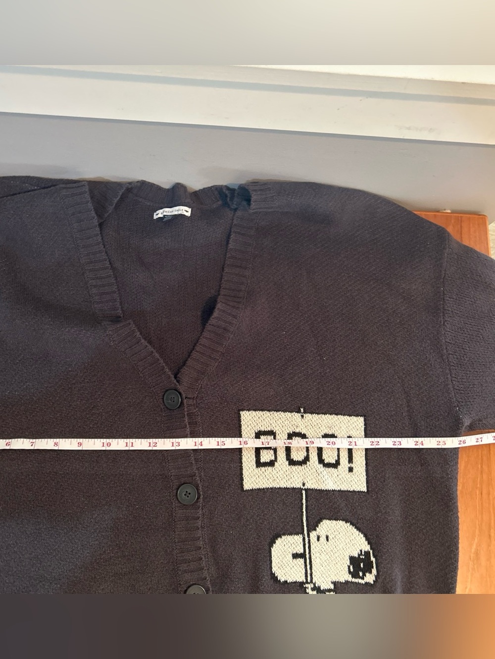 American Eagle Outfitters Black Snoopy 'BOO!' Graphic Button Cardigan - Picture 5 of 7